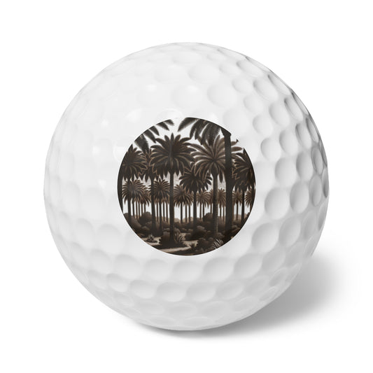 Coastal-Themed Golf Balls, 6pcs - Perfect Gift for Golf Enthusiasts / Woodcut Palms