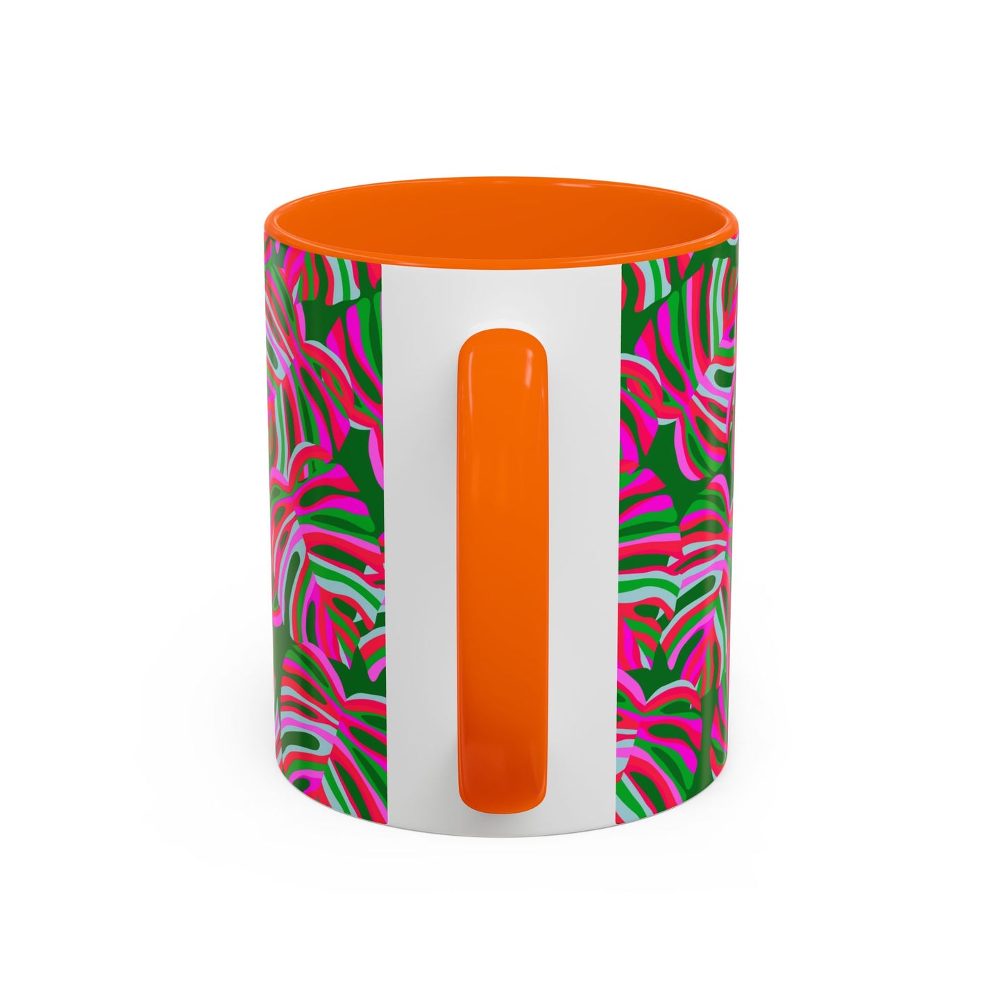 Accent Coffee Mug (11, 15oz), Monstera Pink Pop / Various Colors