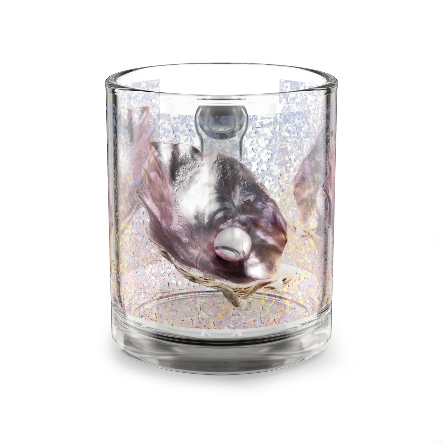 Tropical Glass Mug - 10oz Coffee Cup / Disco Lavender Pearl