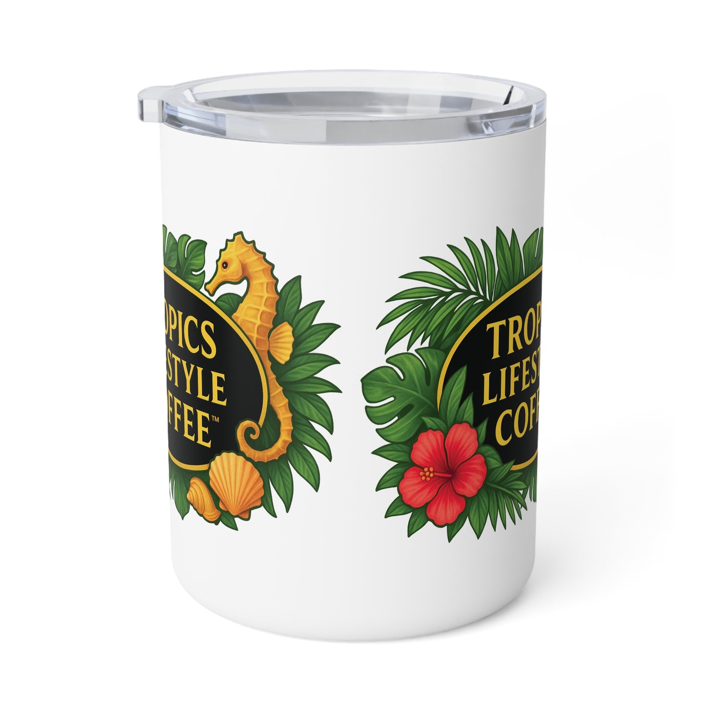 Tropical Insulated Coffee Mug, 10oz / TLC Seahorse Logo