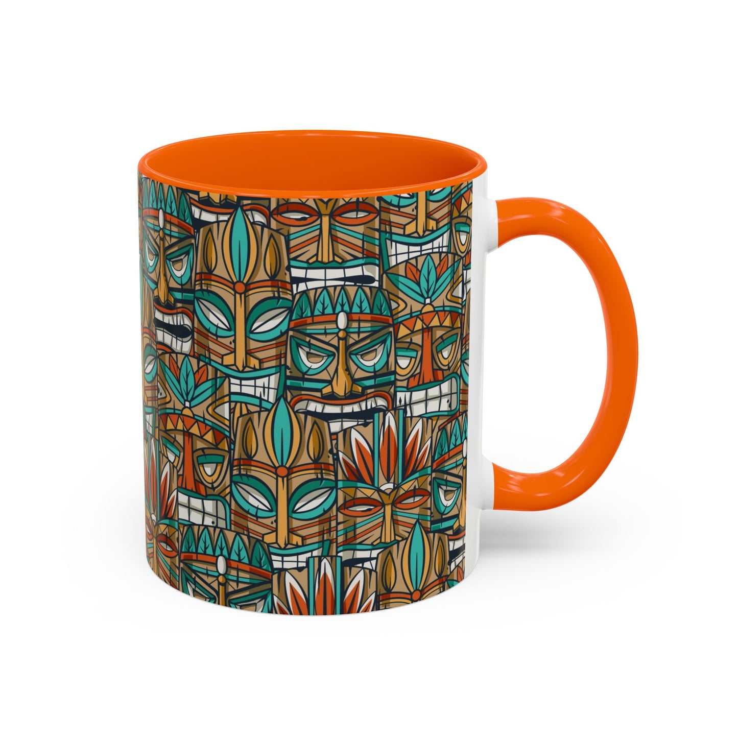 Accent Coffee Mug (11, 15oz), 8 Colors - Turquoise Tiki Party