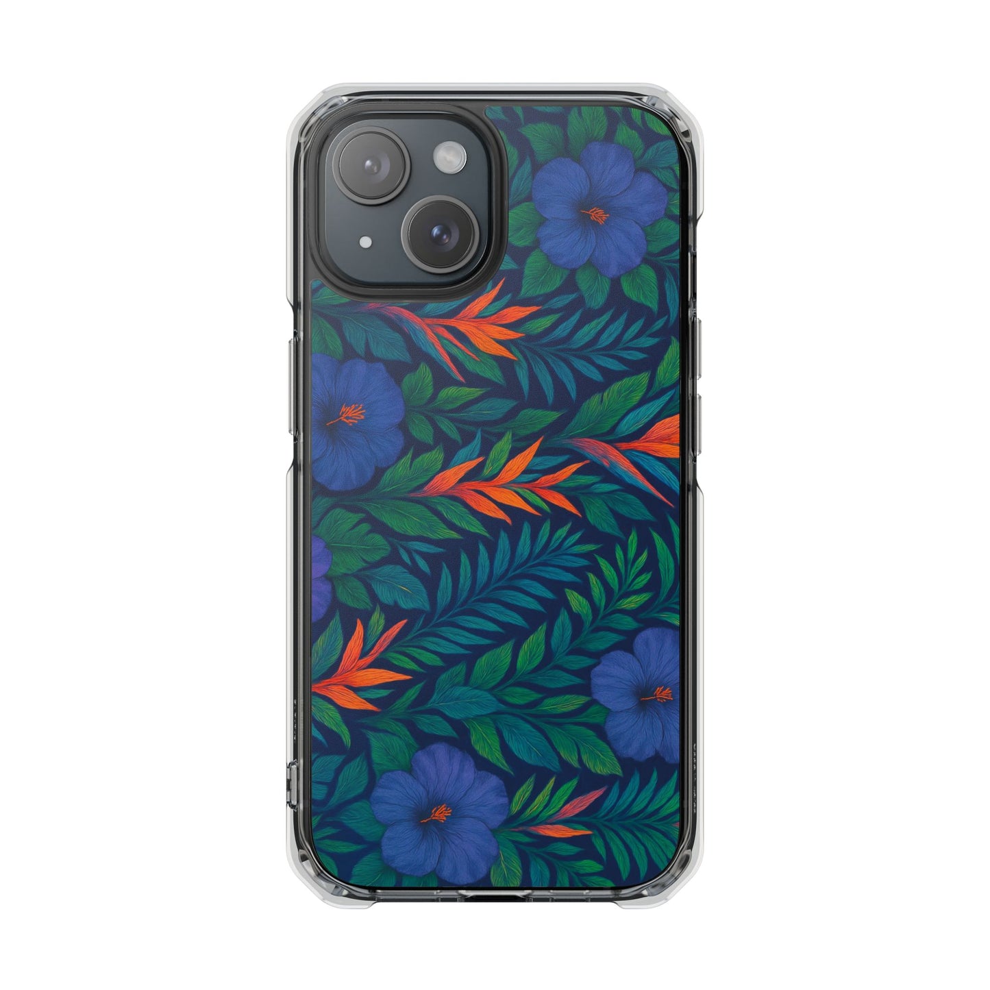 Midnight Flower Navy Magnetic Clear Phone Case, Many Models