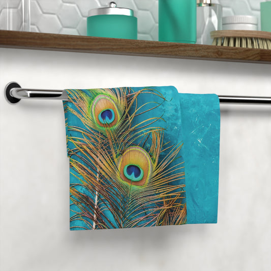 Face Towel - Peacock Turquoise Glow