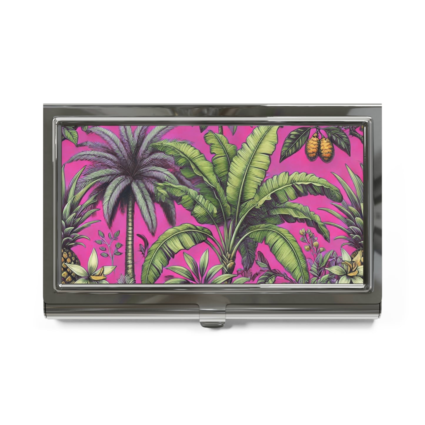 Business Card Holder/Case - Palms and More Tropical Fruit, Pink