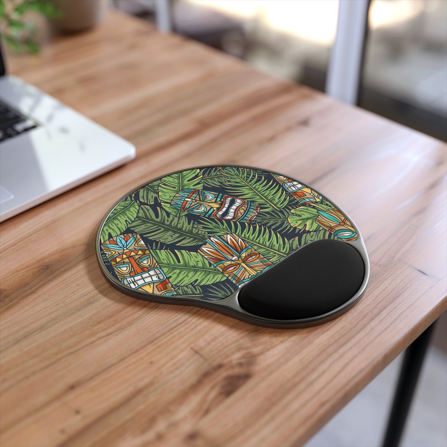 Mouse Pad With Wrist Rest, Tiki Greenery