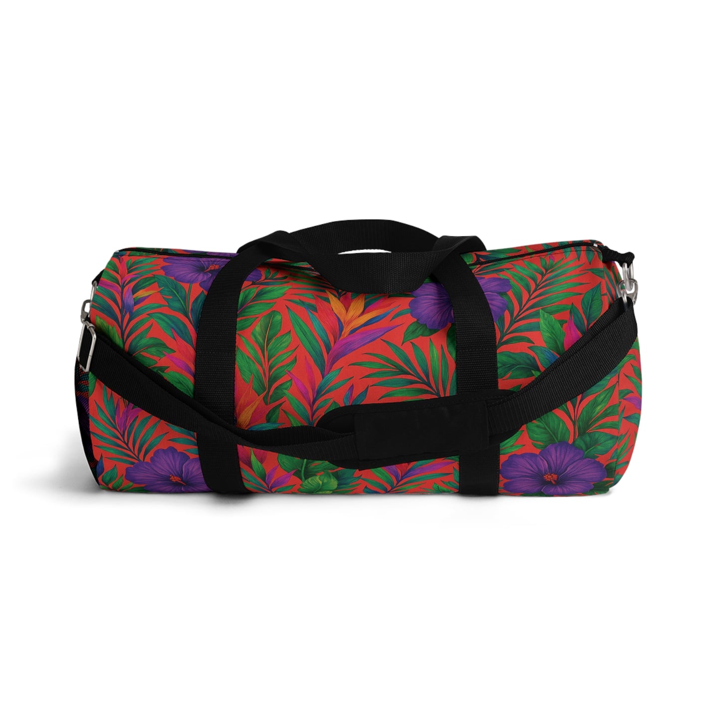 Tropical Rainforest Duffel Bag - Perfect for Travel and Gym / Midnight Flowers Coral