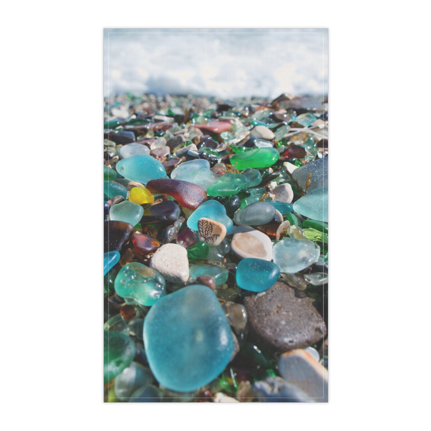 Tea Towels (cotton, poly), Beach Glass Along Shoreline