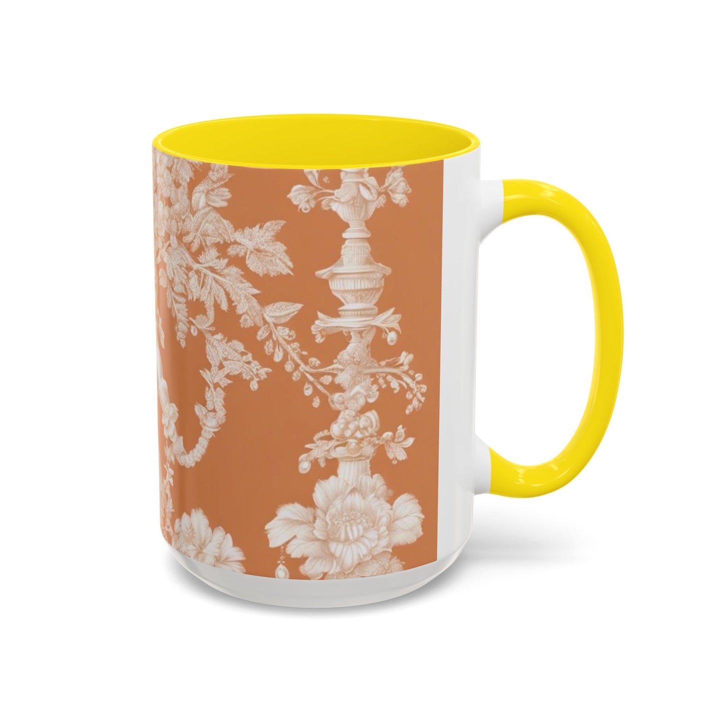 Accent Coffee Mug (11, 15oz), Pearl Lady Toile/Melon, Various Colors