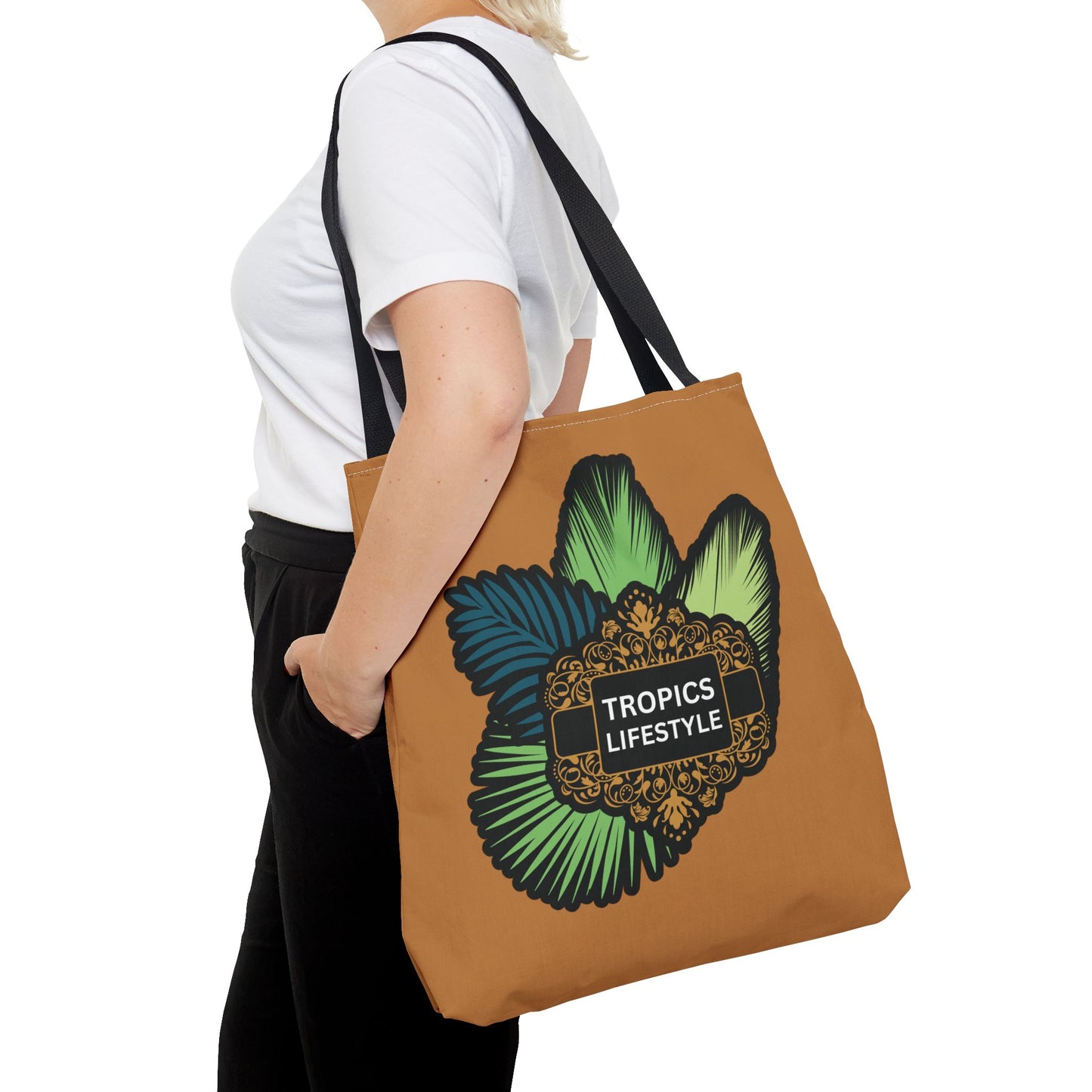 Elegant Tropics Lifestyle Logo Tote Bag - 3 Sizes, Lt. Brown