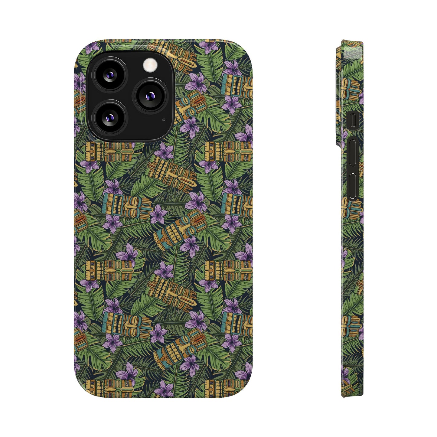 Slim Phone Cases - Tiki Purple Greenery