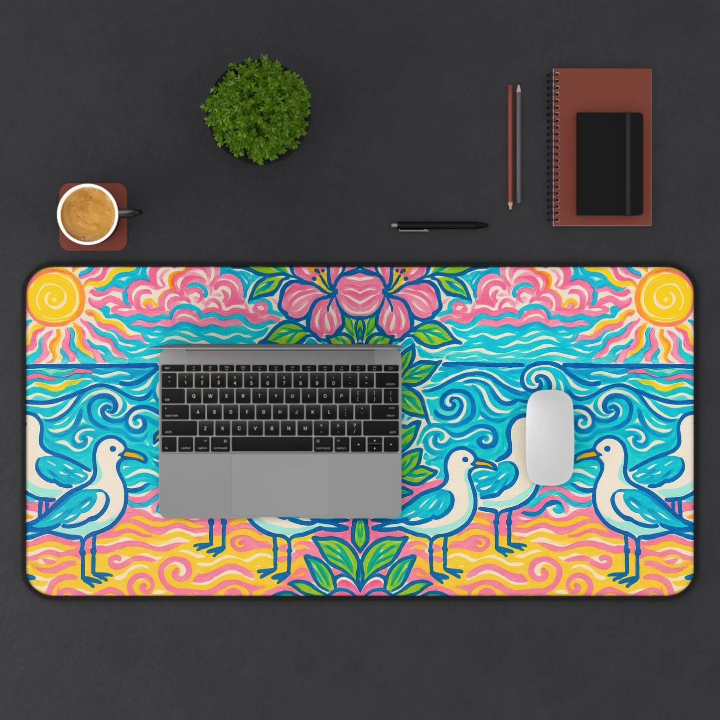 Tropical Mouse Pad/Desk Mat, 3 Sizes - Perfect for Home Office / Tropical Beach Seagulls