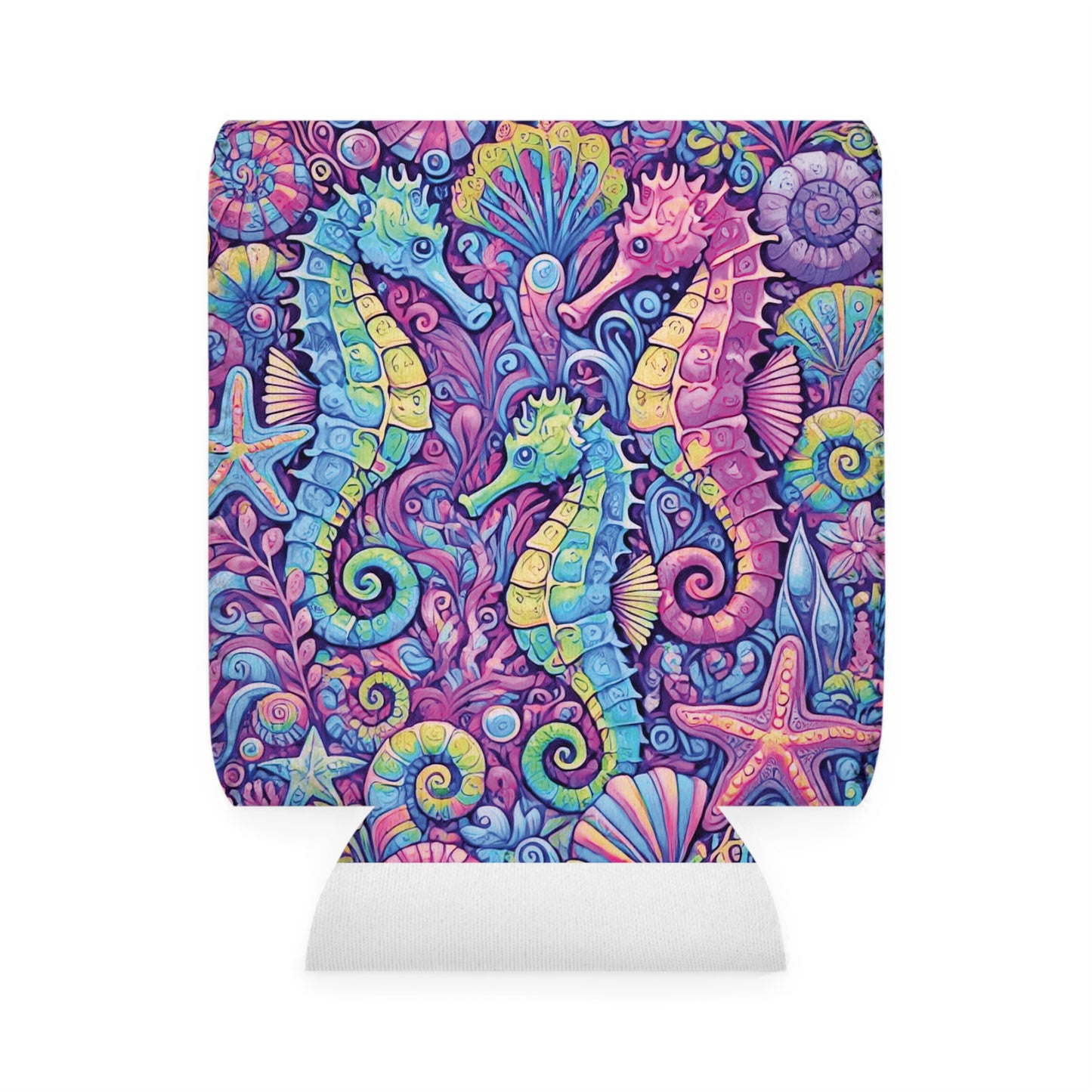 Seahorse Trio/Fantasy Pop Can Cooler Sleeve - Perfect for Outdoor Picnics