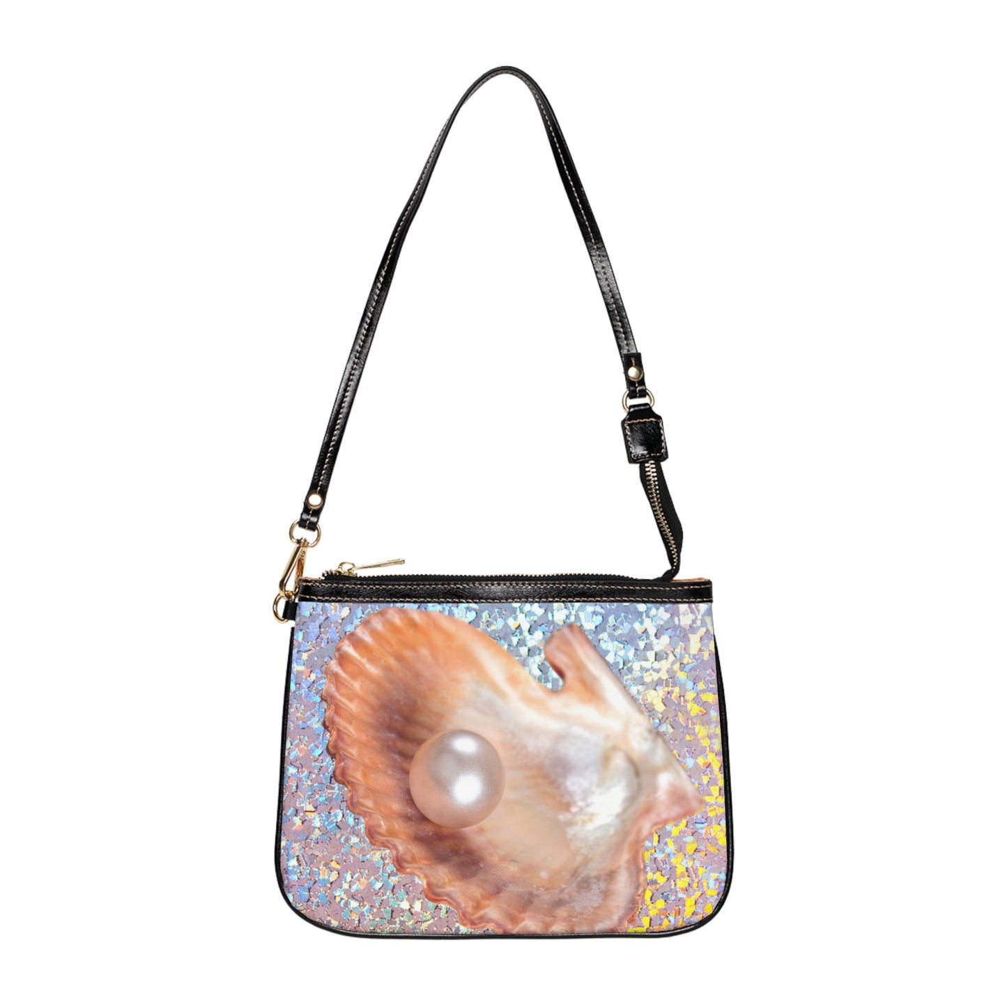 Tropical Beach Small Shoulder Bag | Stylish Crossbody Purse / Disco Peach Pearl Oyster