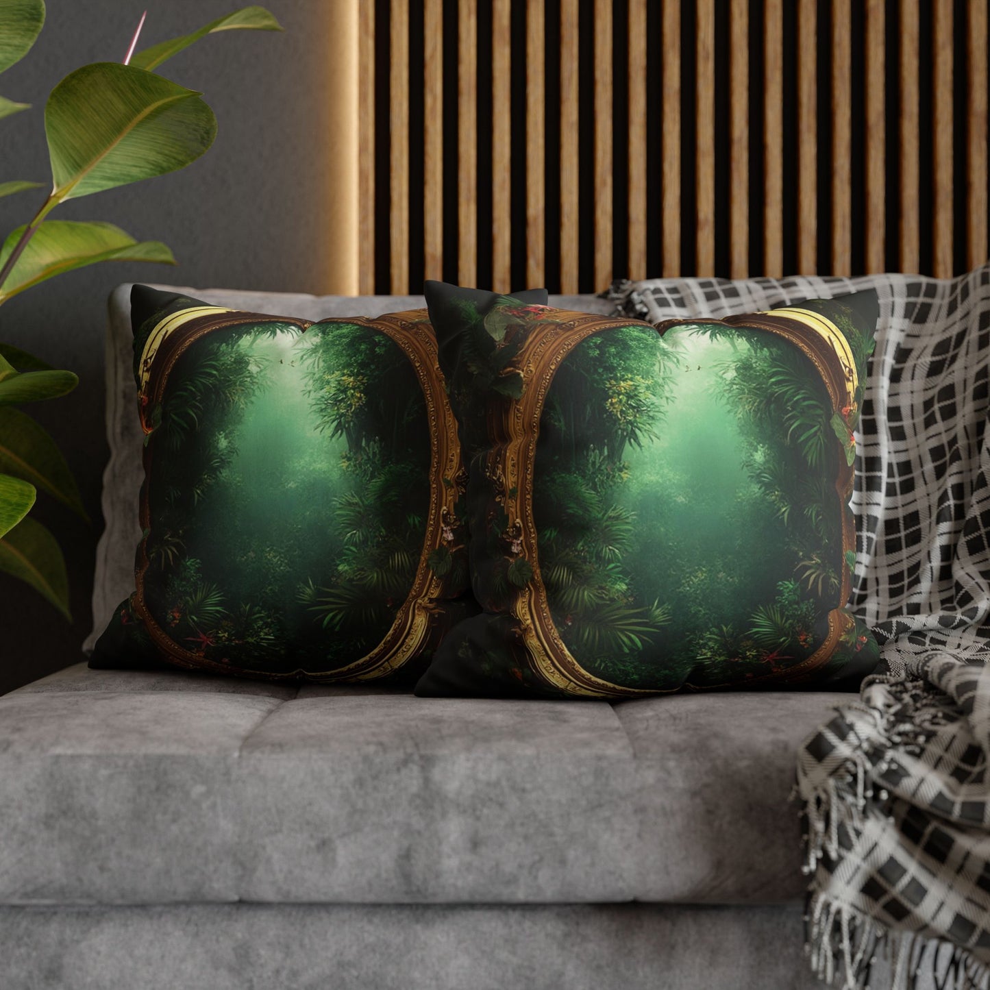 Faux Suede Square Pillowcase - Golden Portal to Paradise