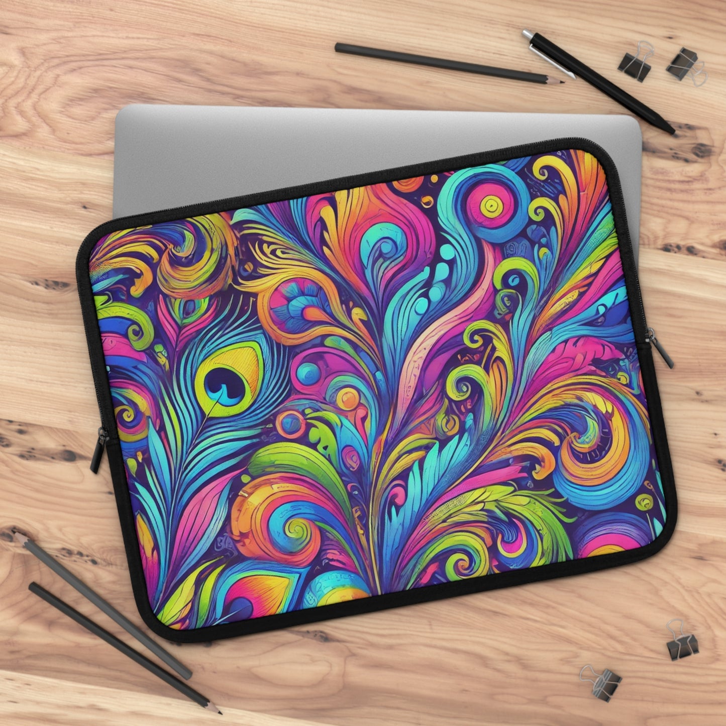 Tropical Laptop Sleeve, 5 Sizes - Perfect for Beach Lovers & Students / Feather Currents