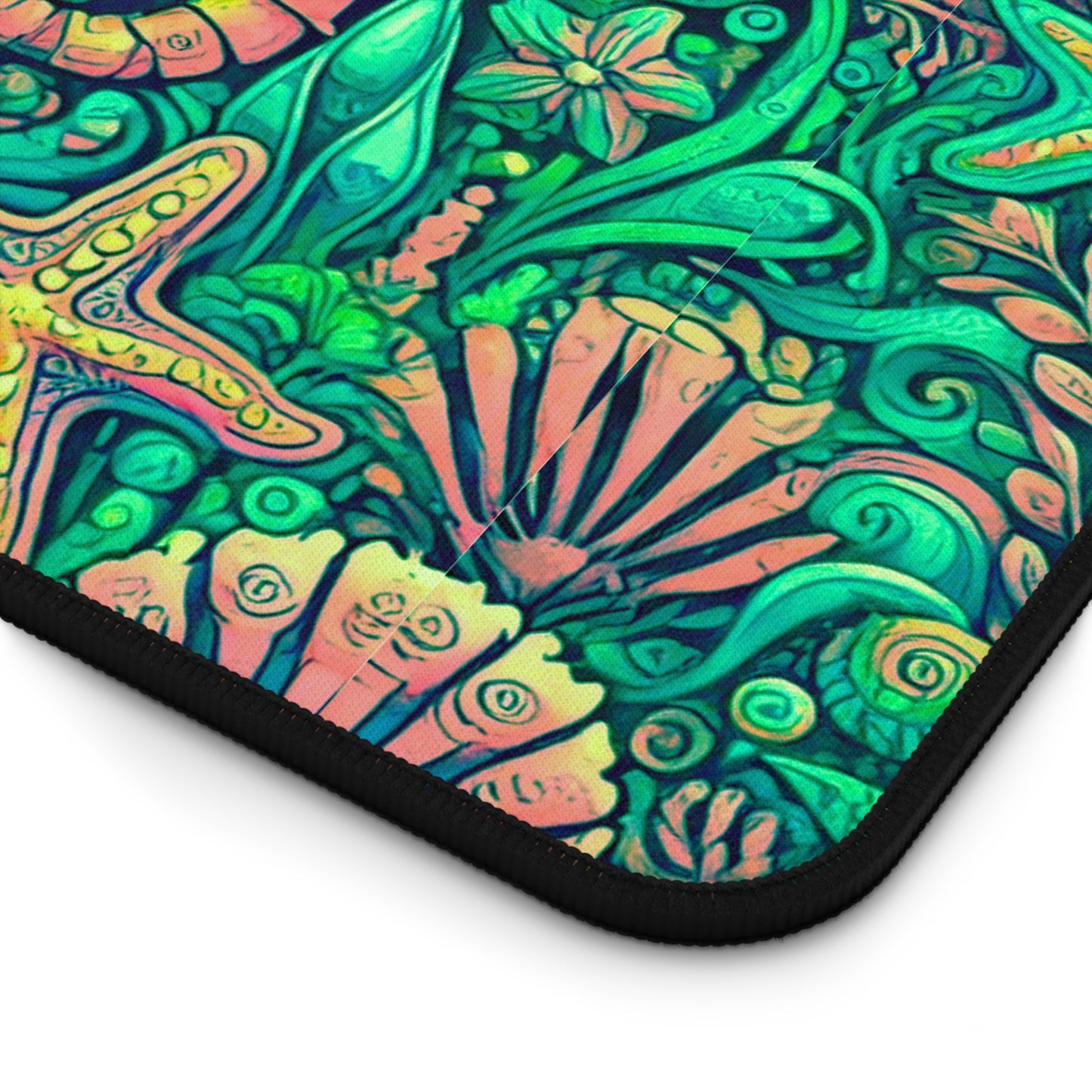 Tropical Mouse Pad/Desk Mat, 3 Sizes - Perfect for Home Office / Seahorses, Hot Lime