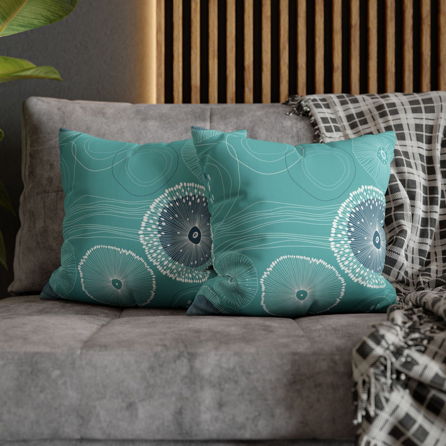 Faux Suede Square Pillowcase - Plankton Drift Teal