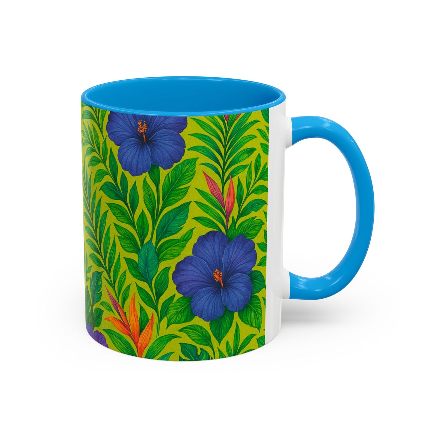 Vibrant Floral Coffee Mug - 11oz & 15oz / Midnight Flower Lime