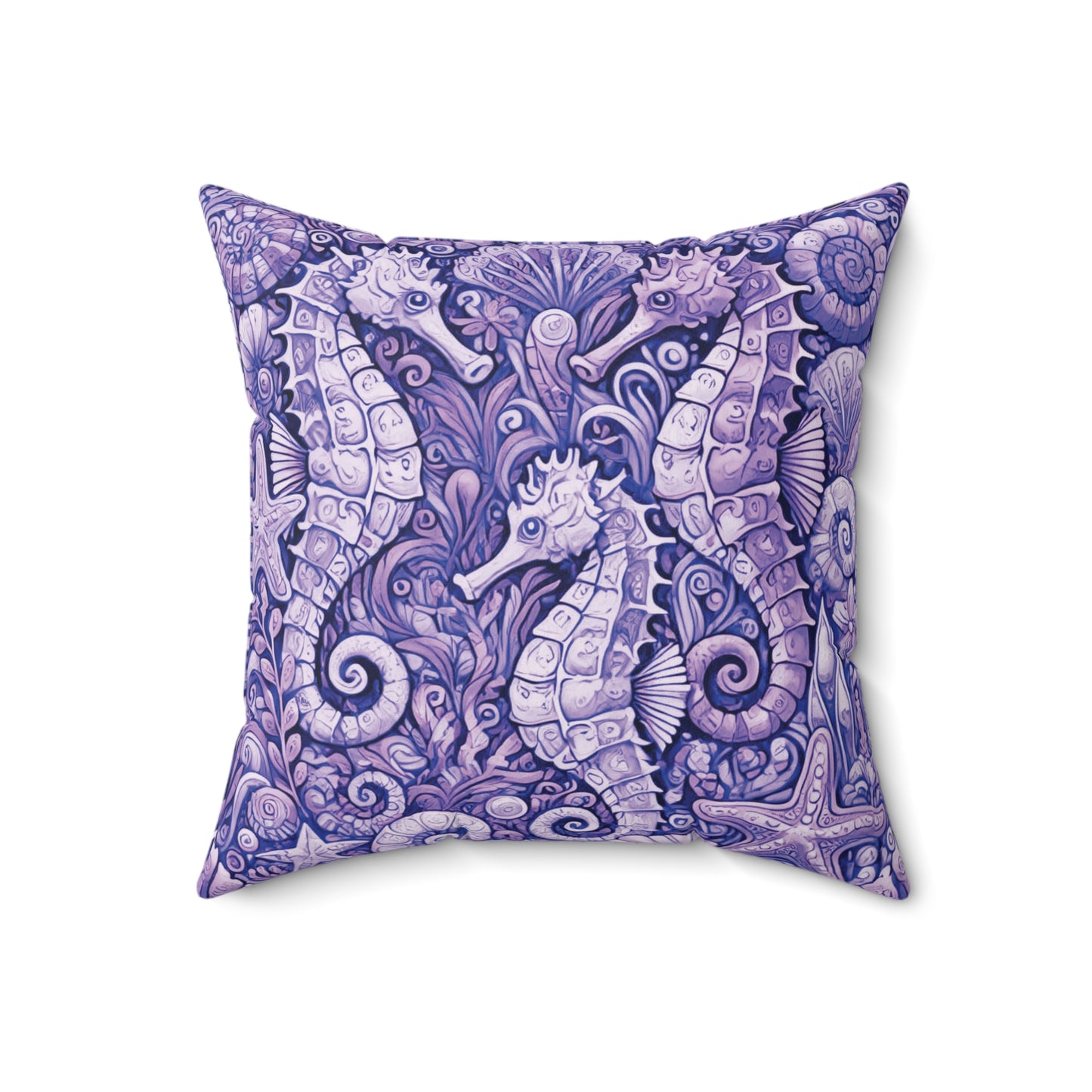 Decorative Pillow - Accent Cushion, 4 Sizes / Seahorse Trio, Amethyst
