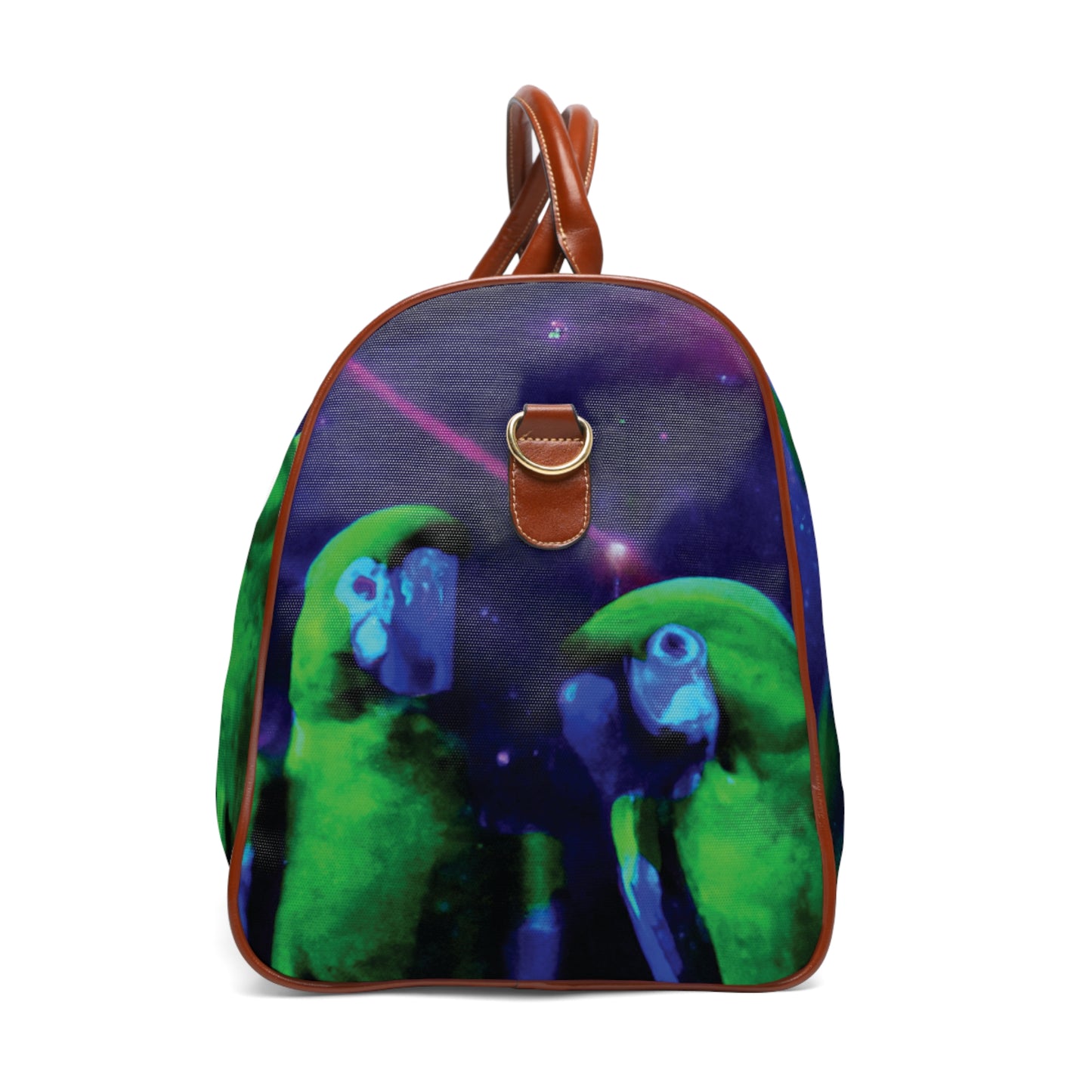 Tropical Waterproof Travel Bag - Perfect for Beach Getaways / Neon Parrots at Night