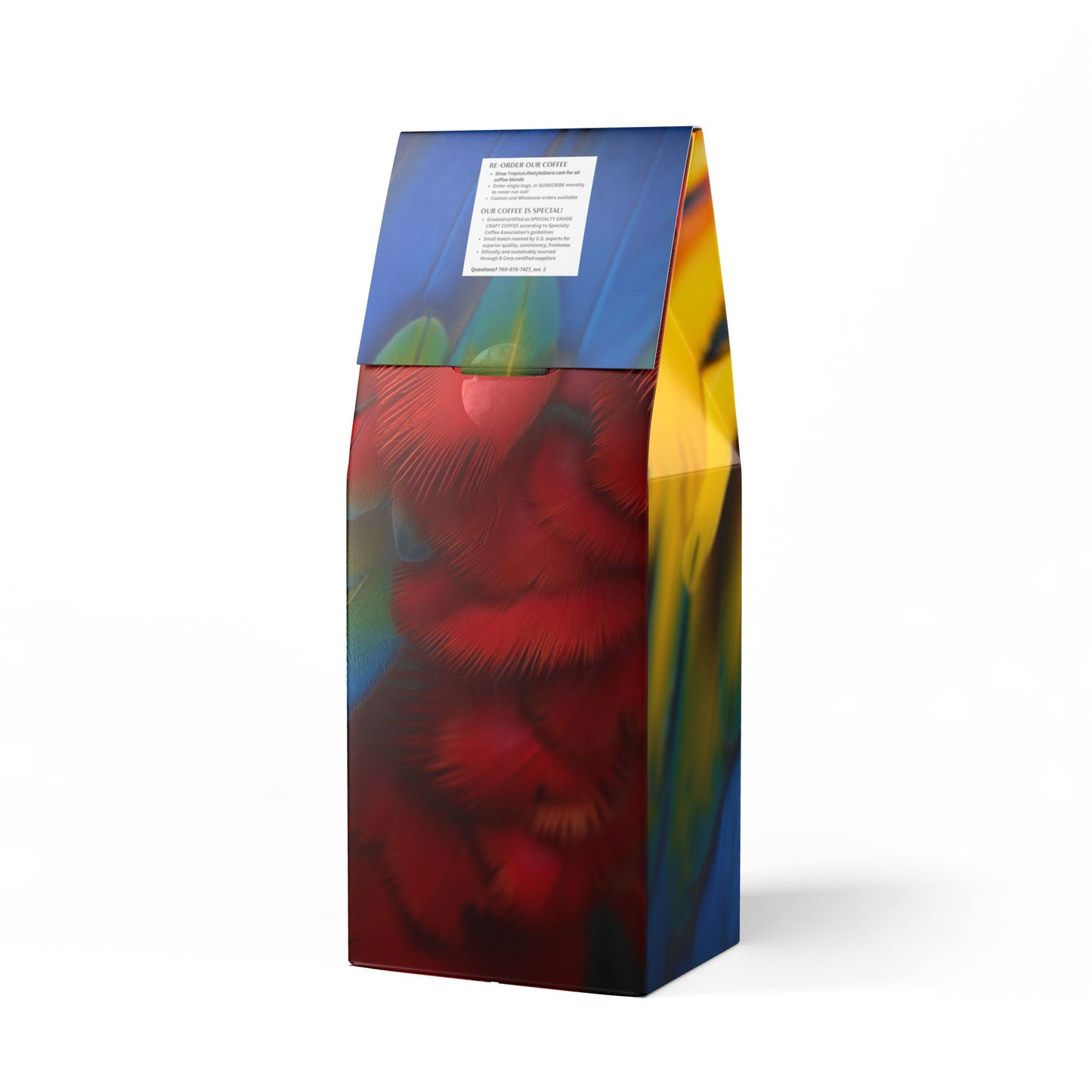 Cocoa Palms Blend™ (Medium-Dark Roast) Specialty Grade Craft Coffee / Parrot Macaw Feathers