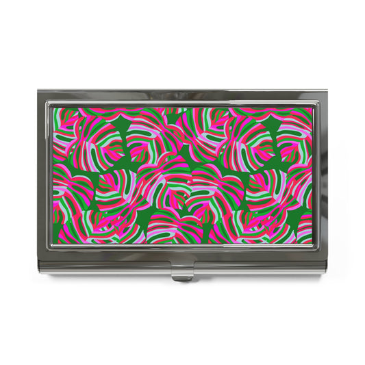 Business Card Holder - Monstera Pink Pop