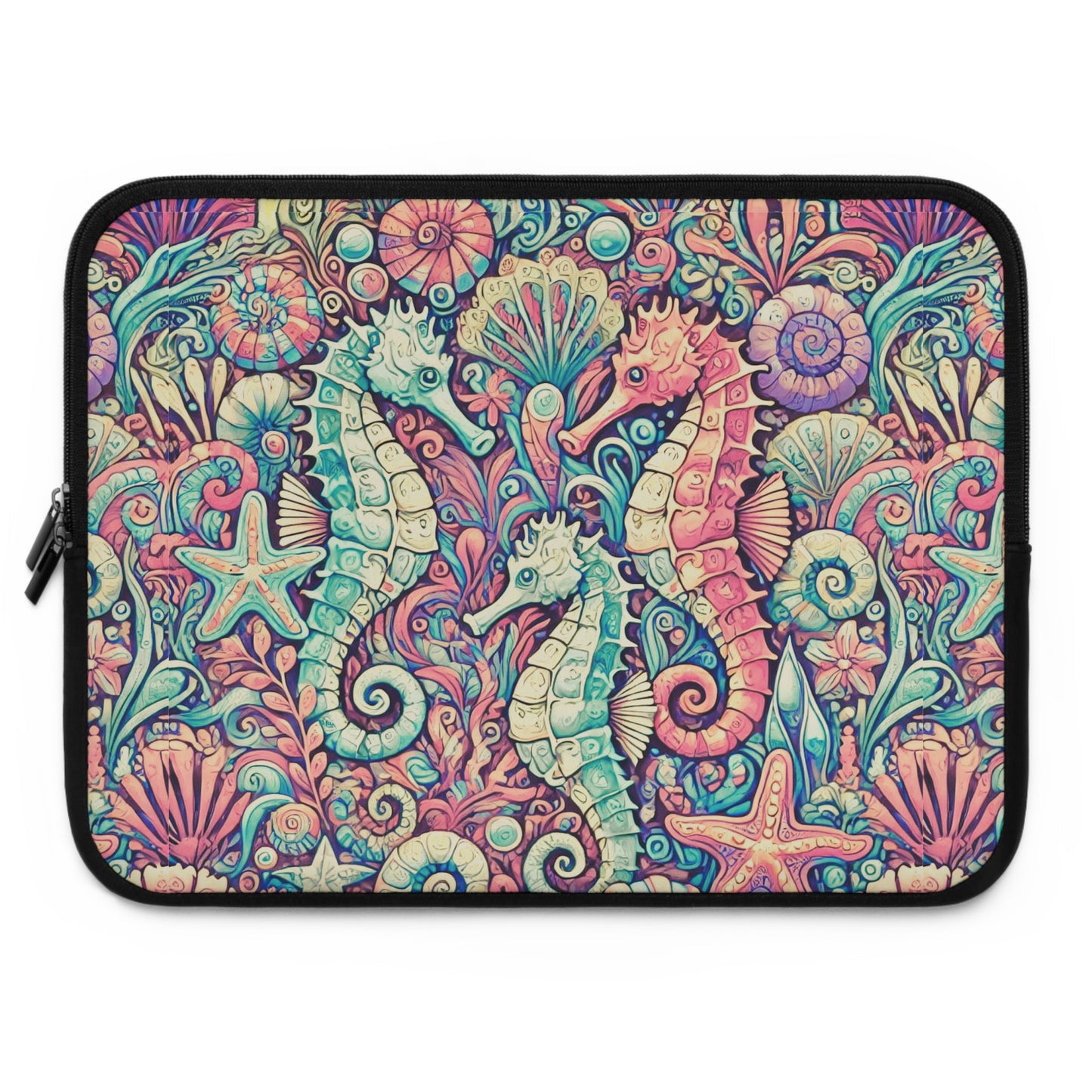 Tropical Laptop Sleeve, 5 Sizes - Perfect for Beach Lovers & Students / Seahorses, Retro