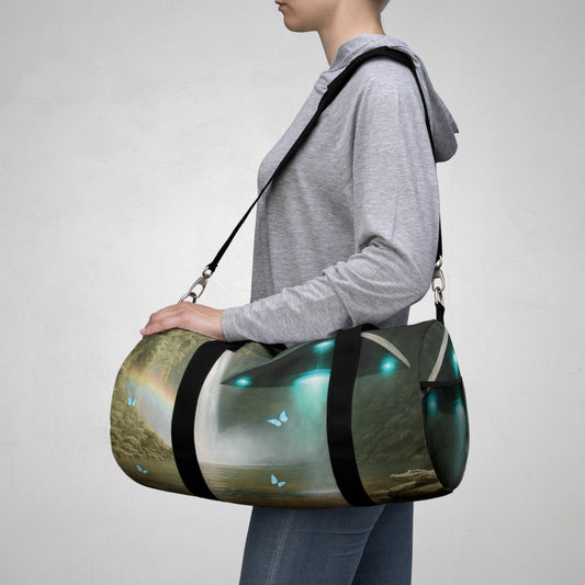 Tropical Duffel Bag - Perfect for Travel and Gym / UFO and Waterfall