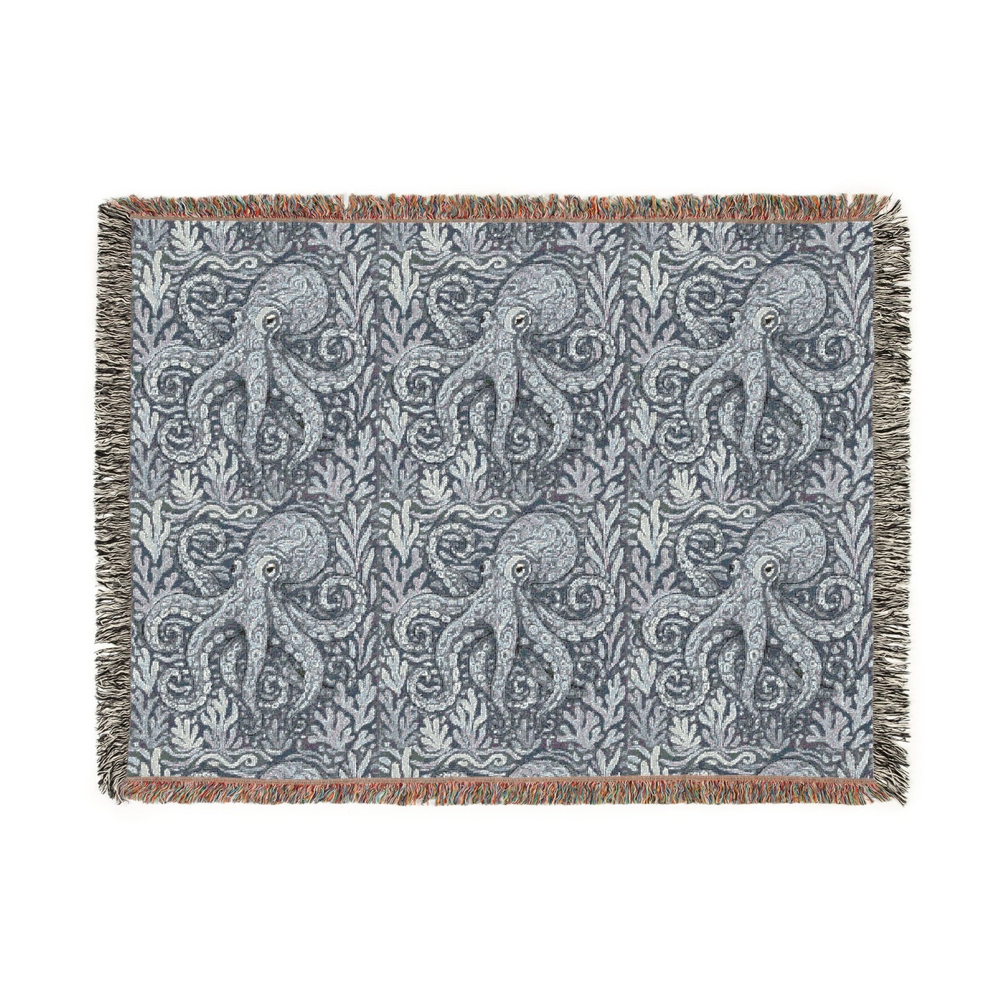 Cozy Grey Octopus Woven Blanket, 3 Sizes - Nautical Home Decor for Relaxation & Celebrations