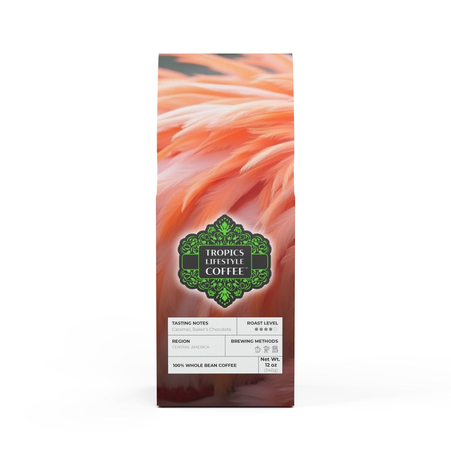 Cocoa Palms Blend™ (Medium-Dark Roast) Specialty Grade Craft Coffee / Flamingo Feathers