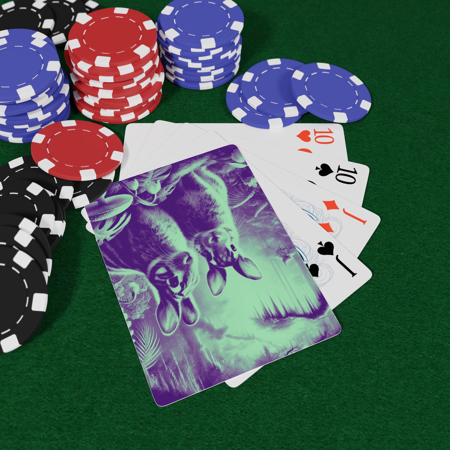 Poker Playing Cards -  Tropical Sumatran Rabbits/Minty