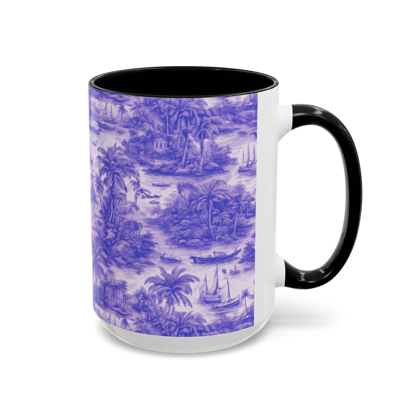 Accent Coffee Mug (11, 15oz), 8 Colors - Tropical Toile #1, purple