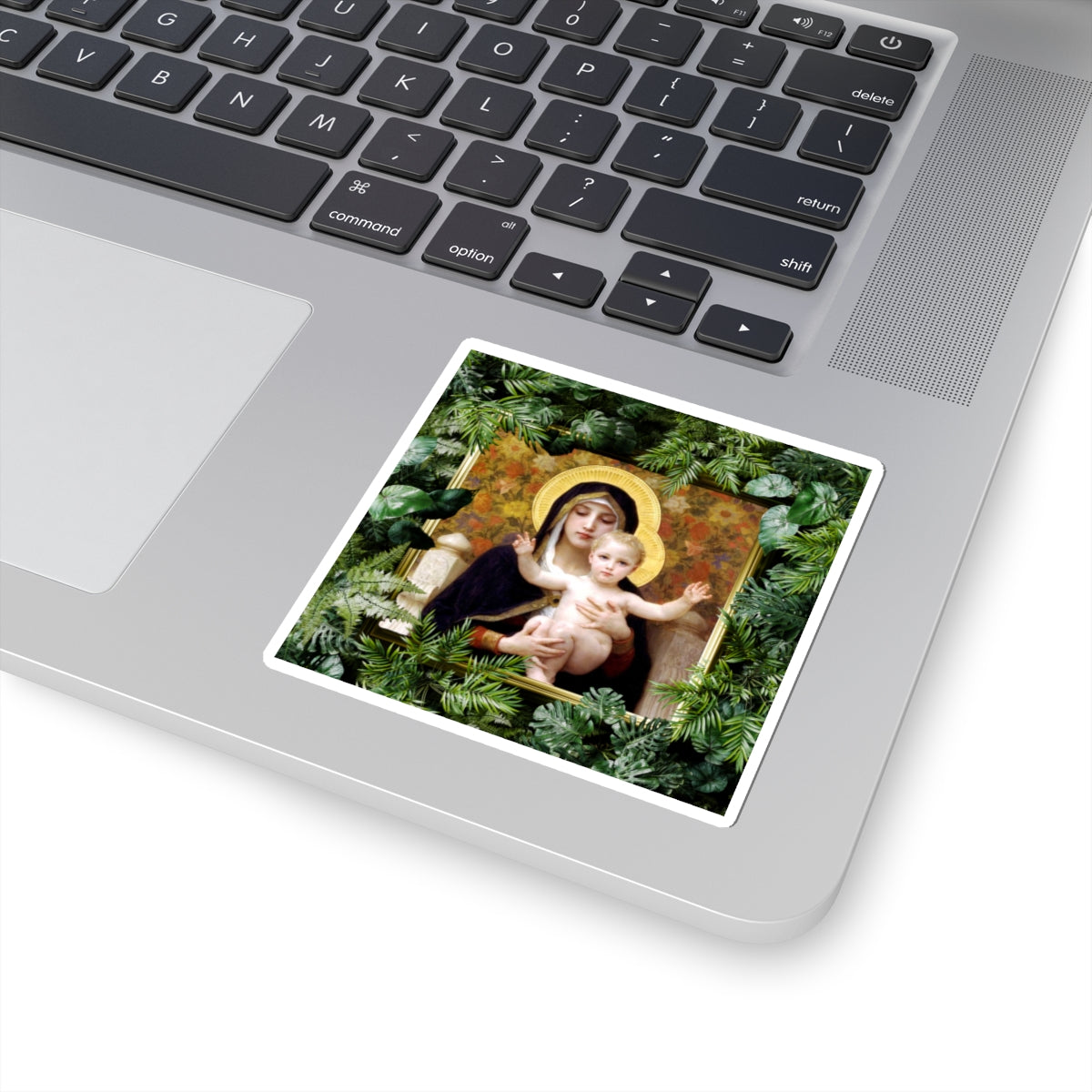 Madonna With Lilies Kiss-Cut Stickers - Religious Laptop Decor