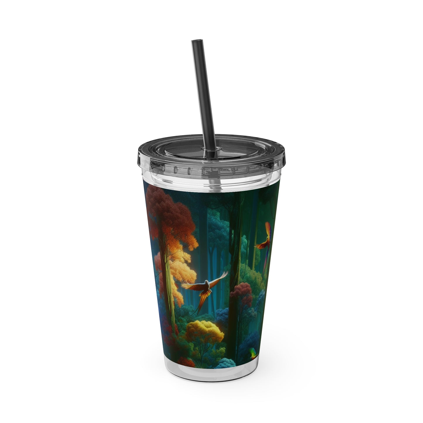 Tropical Tumbler with Straw | 16oz Colorful Travel Cup / Flight School