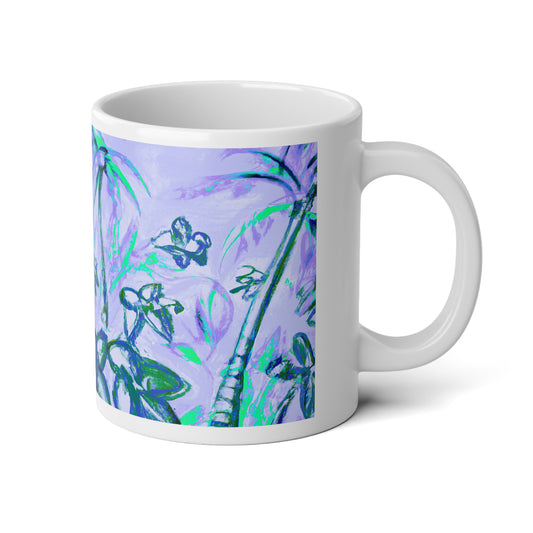 Jumbo Mug, 20oz, Tropical Doodles, Purple | Tropical Coffee Cup