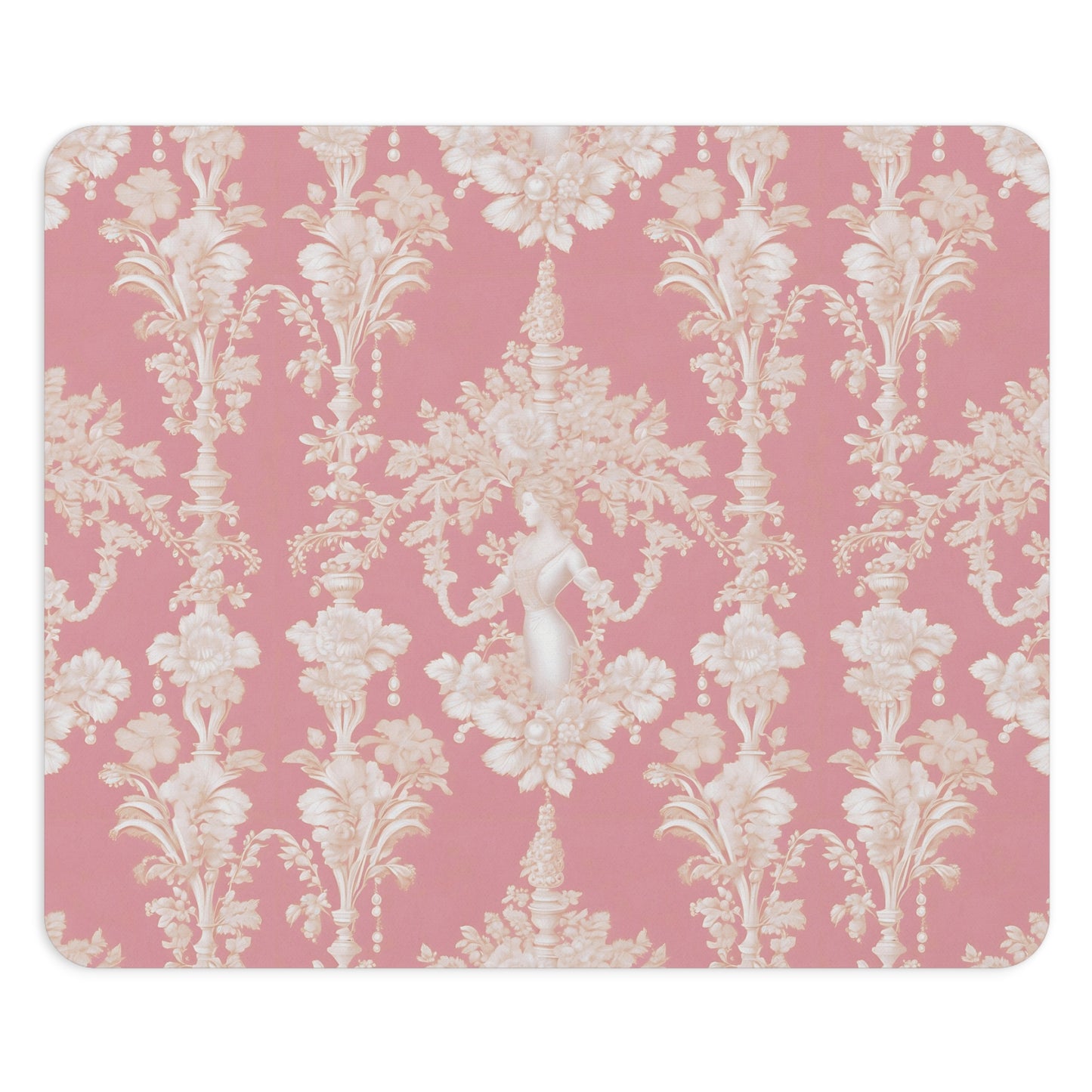 Tropical Mouse Pad, 2 Shapes - Beach Vibes for Home Office & Gamer / Pearl Lady Toile, Hibiscus Pink