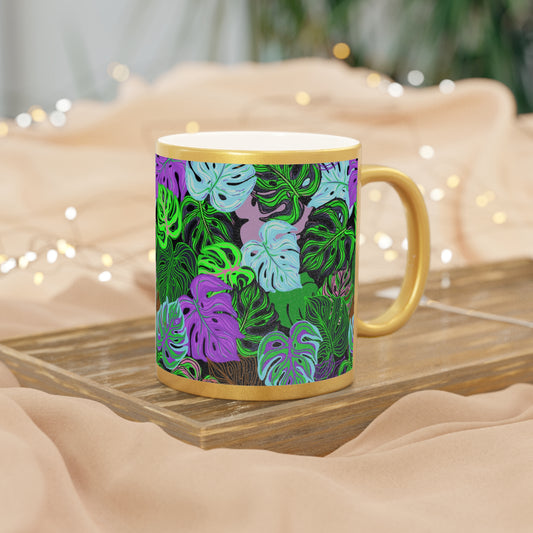 Tropical Metallic Mug, Gold or Silver - Monstera Party