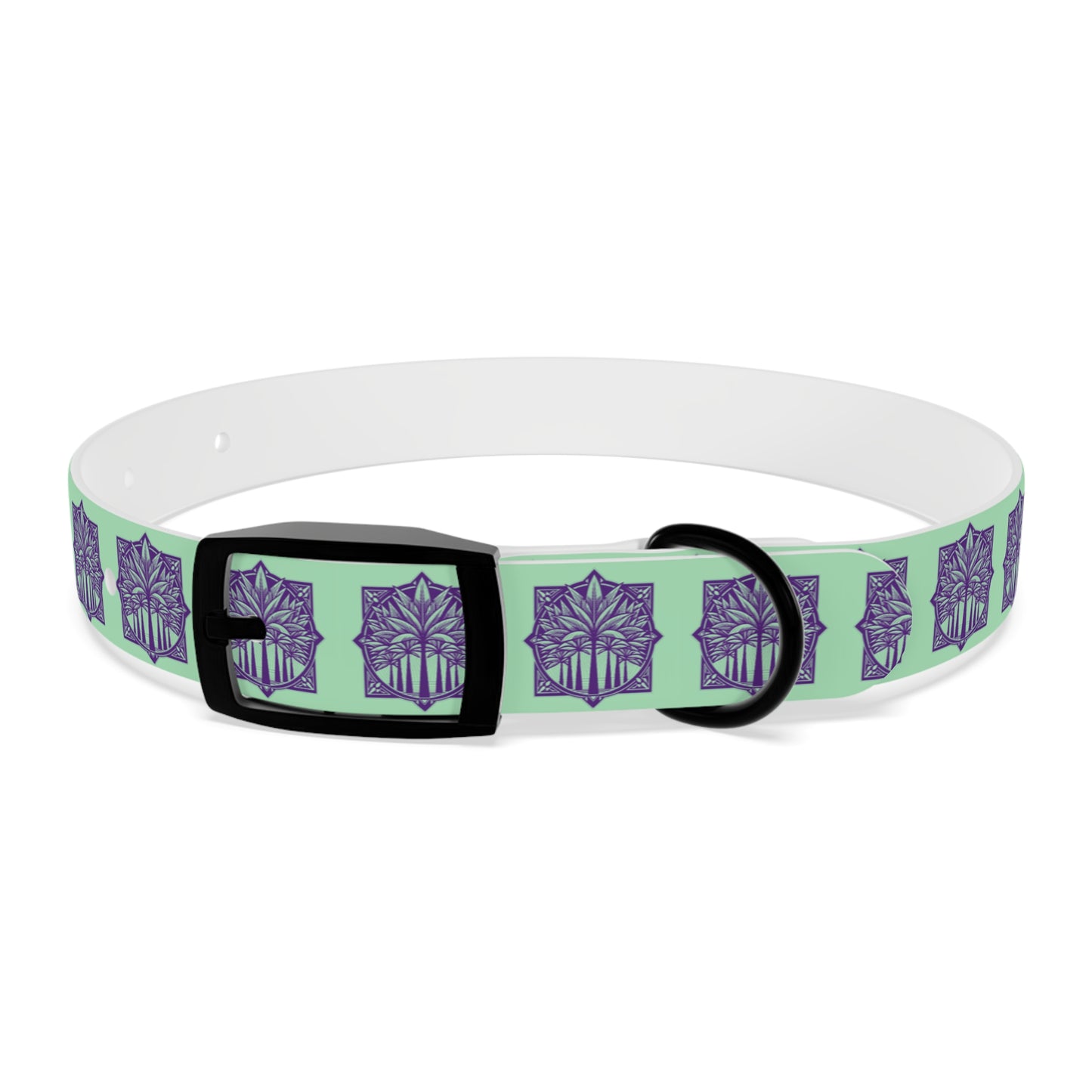 Dog Collar - Deco Palm Trees, Mint Green