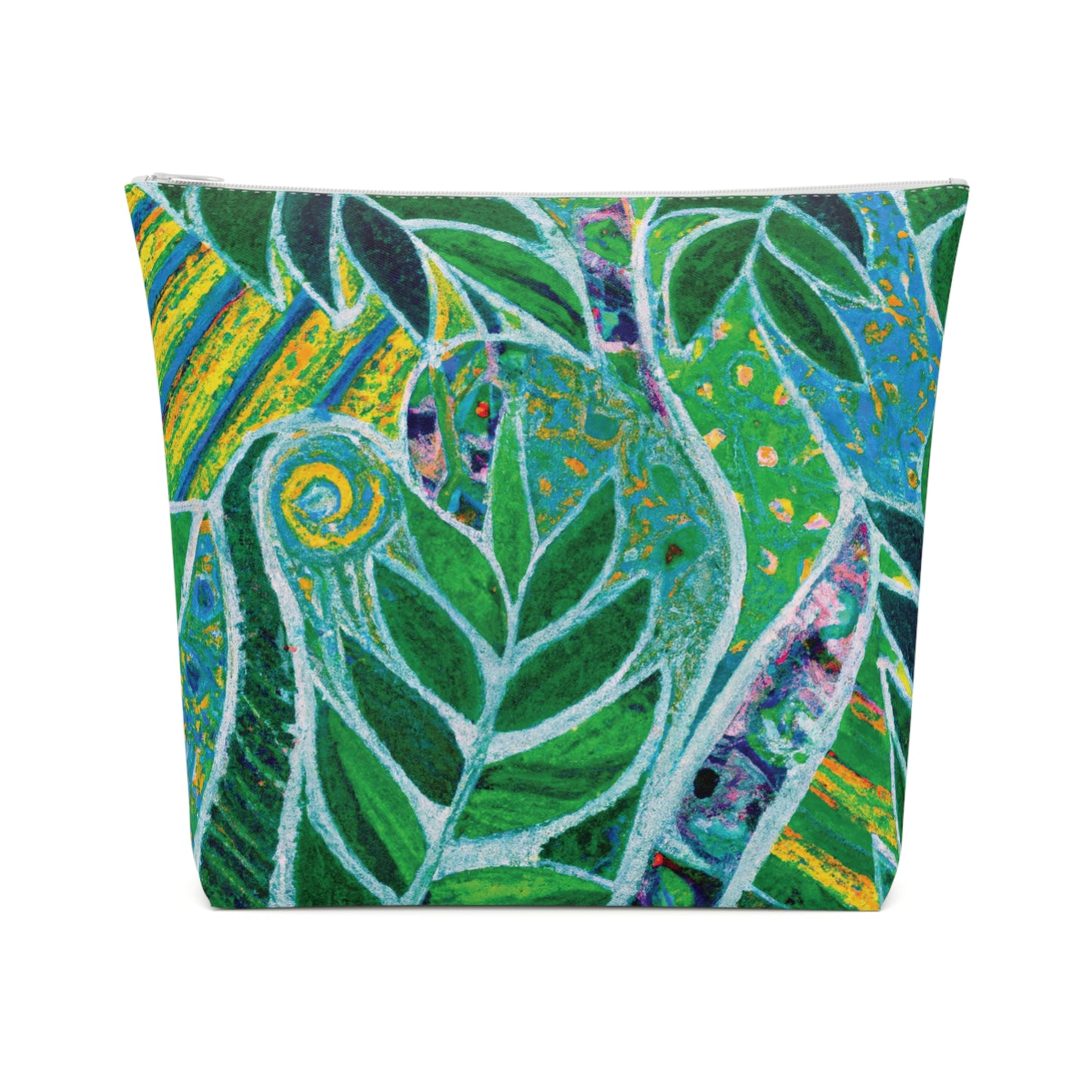 Tropical Cotton Cosmetic Bag, Makeup Pouch, 5 Sizes / Amazon Whimsy, Green