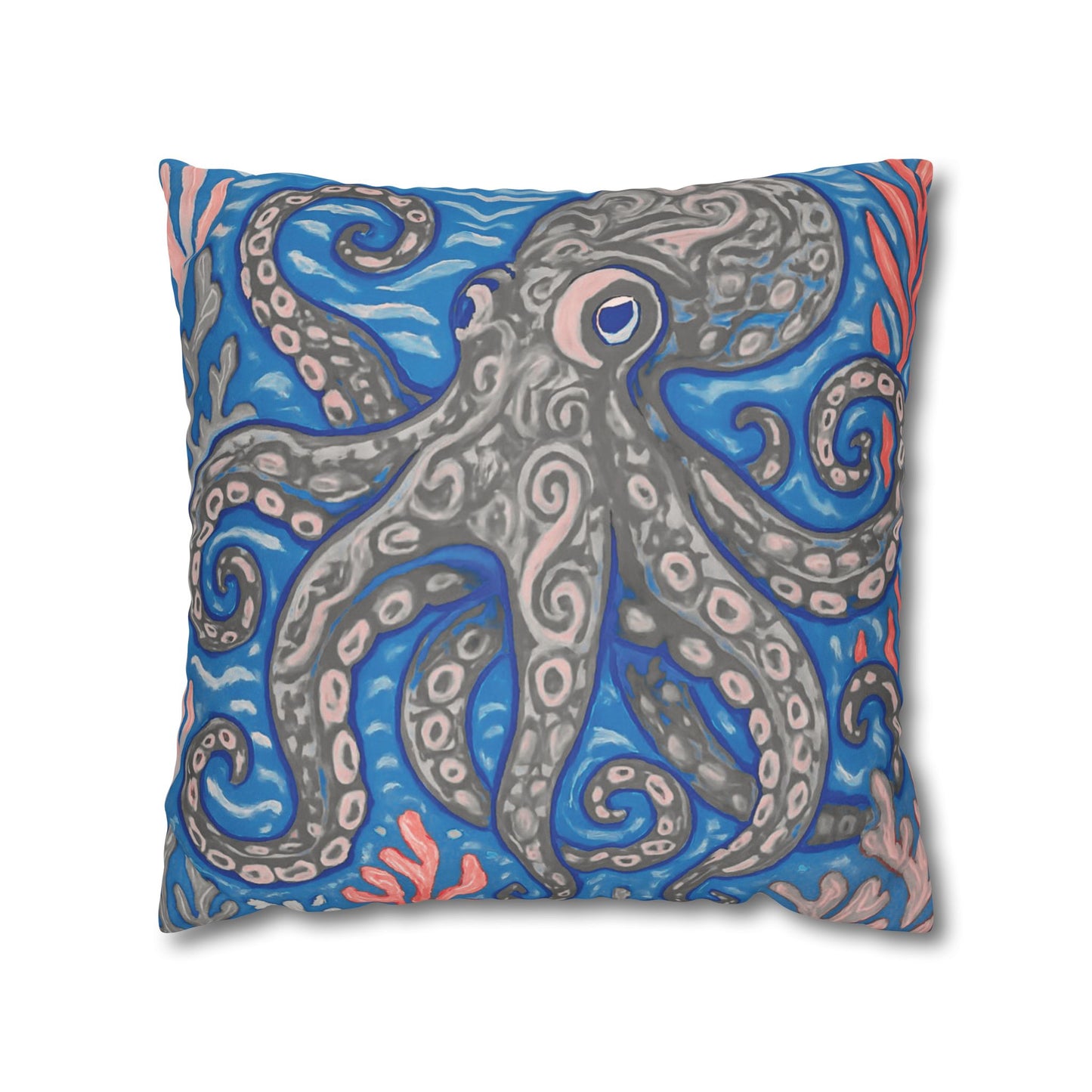 Faux Suede Square Pillowcase - Slate Kraken Joe