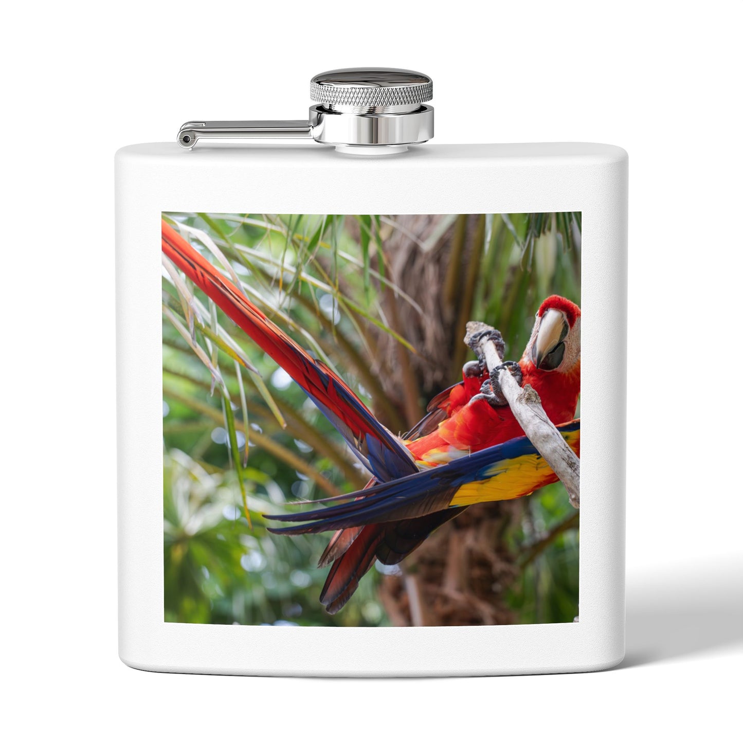 Tropical Stainless Steel 6 oz. Flask, Many Colors  – Perch Up! Parrot