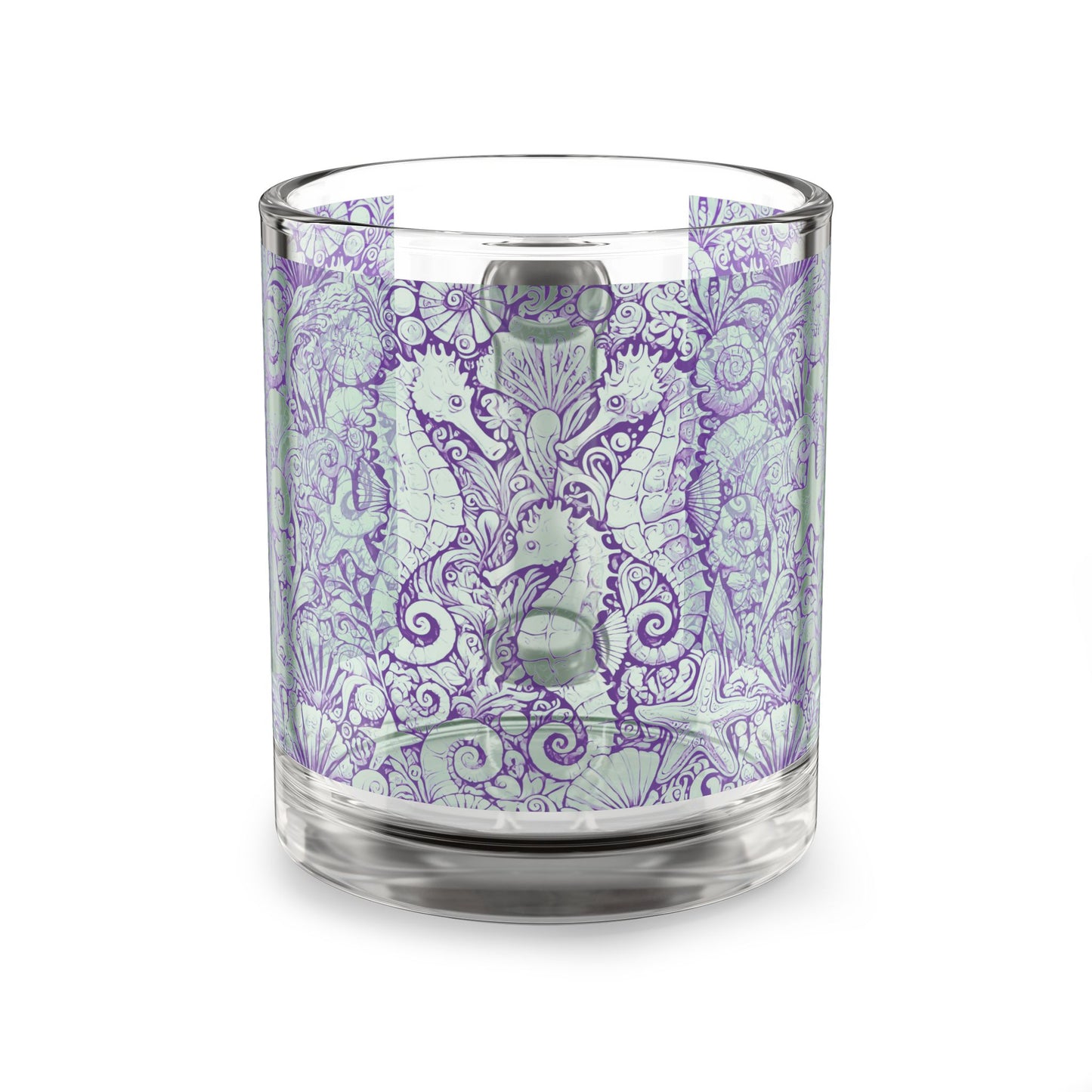 Tropical Glass Mug - 10oz Coffee Cup / Seahorses, Minty