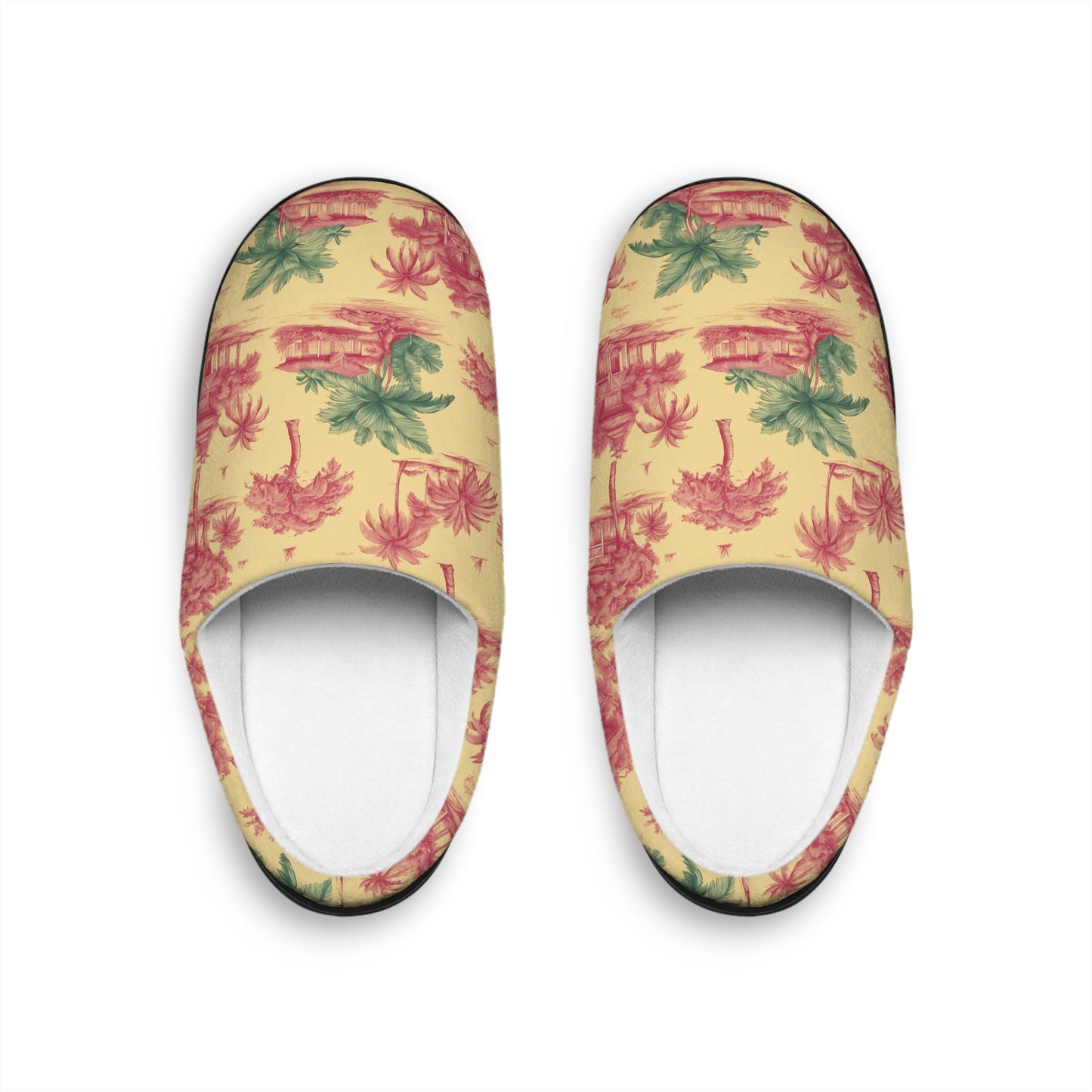 Women's Indoor Slippers - Tropical Toile Red/Green