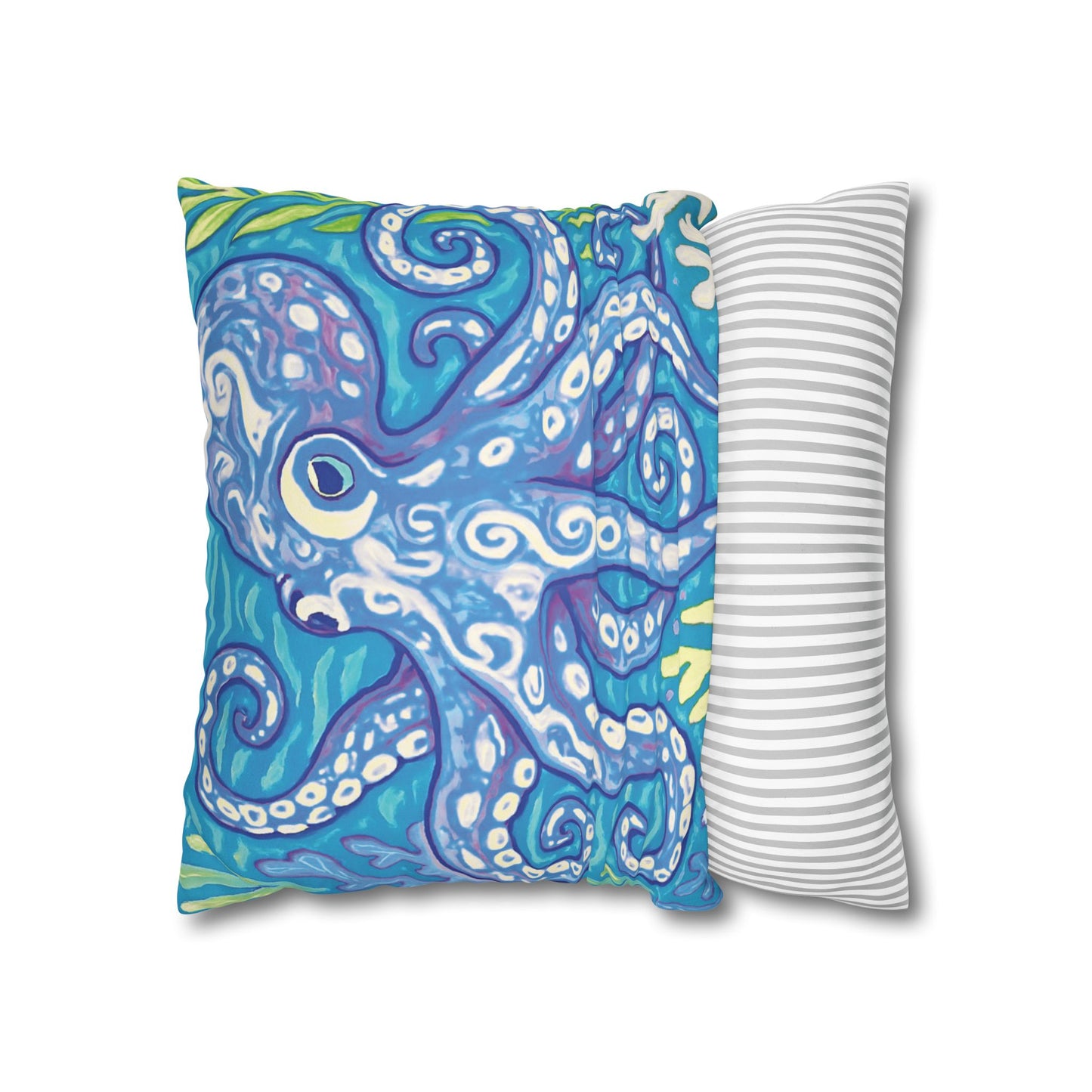 Faux Suede Square Pillowcase - Blue Kraken Joe