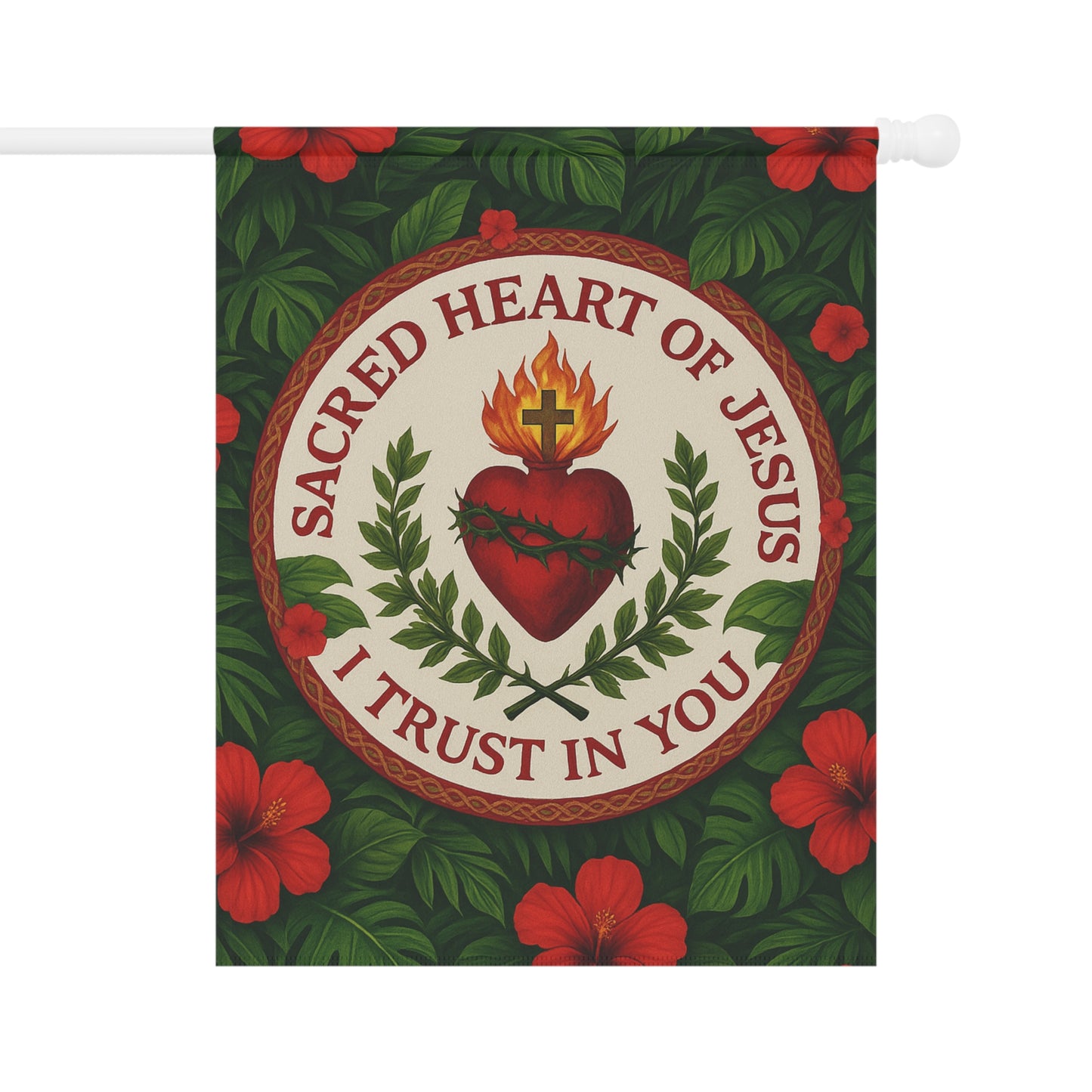 Religious Tropical Garden Flag/Banner  -  Outdoor Decor / Sacred Heart of Jesus