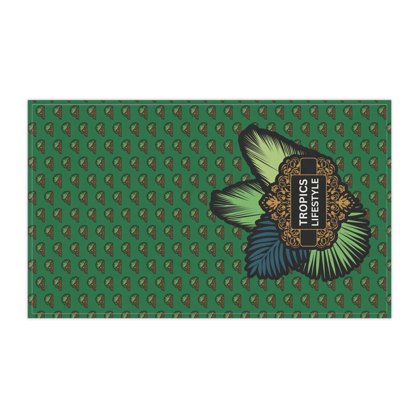 Tea Towels (cotton, poly), Tropics Lifestyle Deco Plant Logo, Micros Dark Green