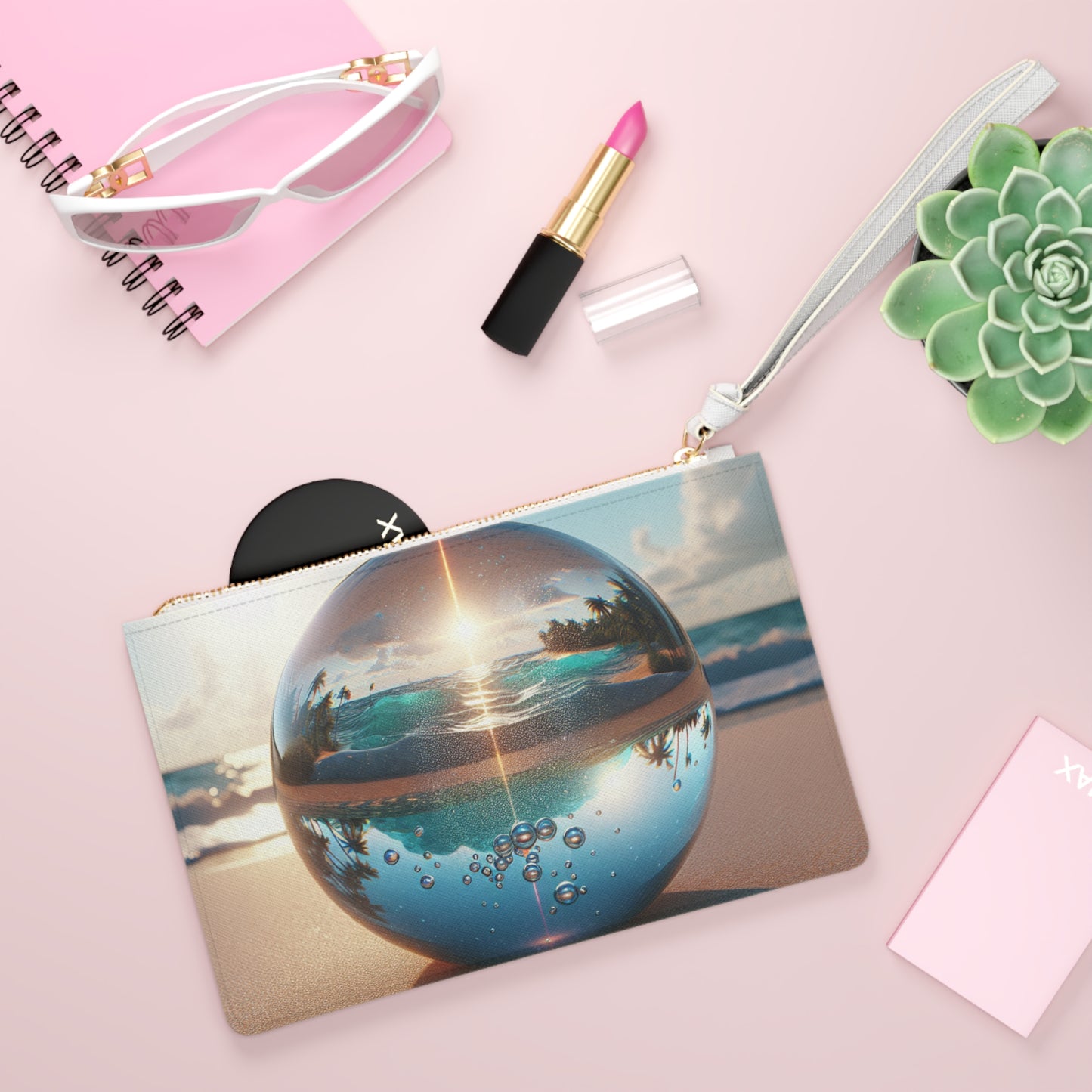 Tropical Faux Leather Clutch Bag - Perfect for Beach Adventures & Summer Vacations / Beach Illusion Ball