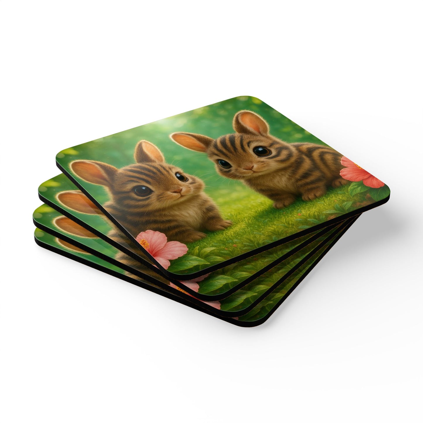 Four-piece Coaster Set - Baby Samatran Rabbits