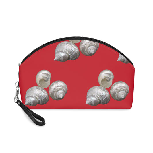 Makeup Bag - White Nautilus Trio, dark red