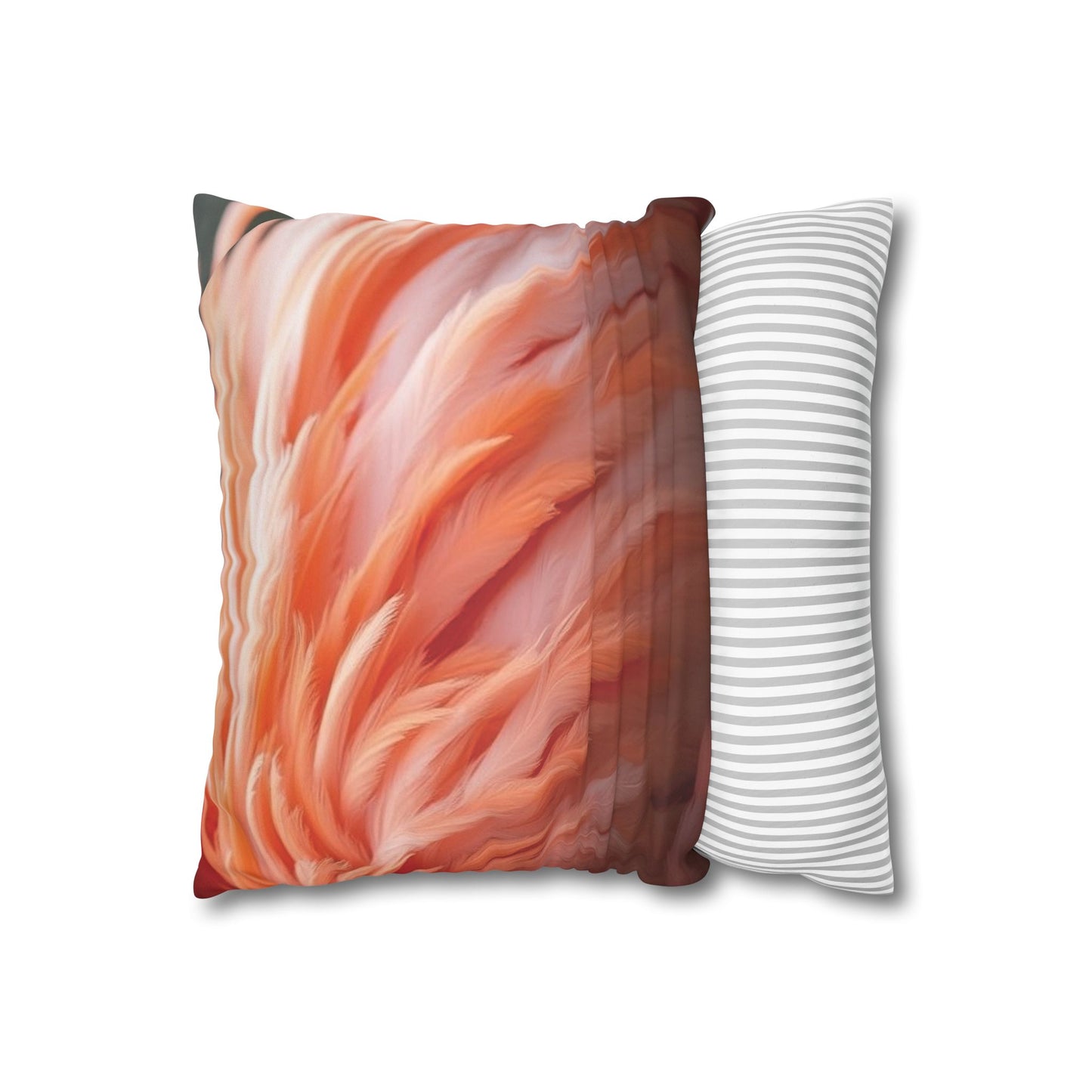 Faux Suede Square Pillowcase - Flamingo Feathers